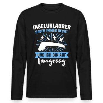Langeoog Inselurlauber Nordsee Sprüche - Männer Premium Bio Langarmshirt - Schwarz - Vorne - Nico (187cm)