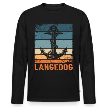 Langeoog Nordseeinsel Anker - Männer Premium Bio Langarmshirt - Schwarz - Vorne - Nico (187cm)