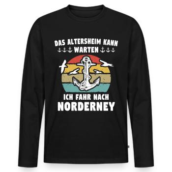 Norderney Anker Nordsee Sprüche Möwen - Männer Premium Bio Langarmshirt - Schwarz - Vorne - Nico (187cm)