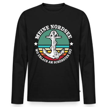 Nordsee Urlaub Wattenmeer Geschenk - Männer Premium Bio Langarmshirt - Schwarz - Vorne - Nico (187cm)