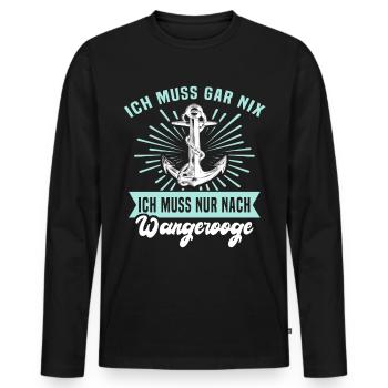 Wangerooge Sprüche Nordseeinsel Anker - Männer Premium Bio Langarmshirt - Schwarz - Vorne - Nico (187cm)