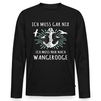 Wangerooge Urlaub Sprüche Nordsee - Männer Premium Bio Langarmshirt - Schwarz - Vorne - Nico (187cm)