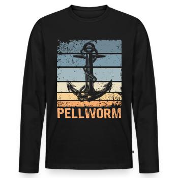 Pellworm Urlaub Nordsee Anker - Männer Premium Bio Langarmshirt - Schwarz - Vorne - Nico (187cm)