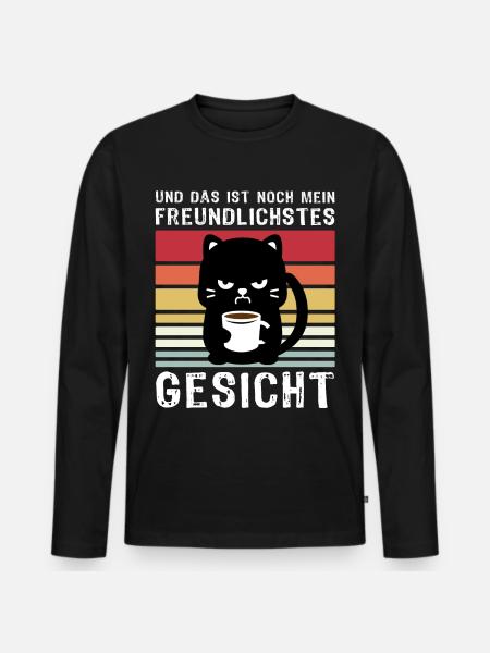 Katzen Kaffee Katze - Männer Premium Bio Langarmshirt - Schwarz