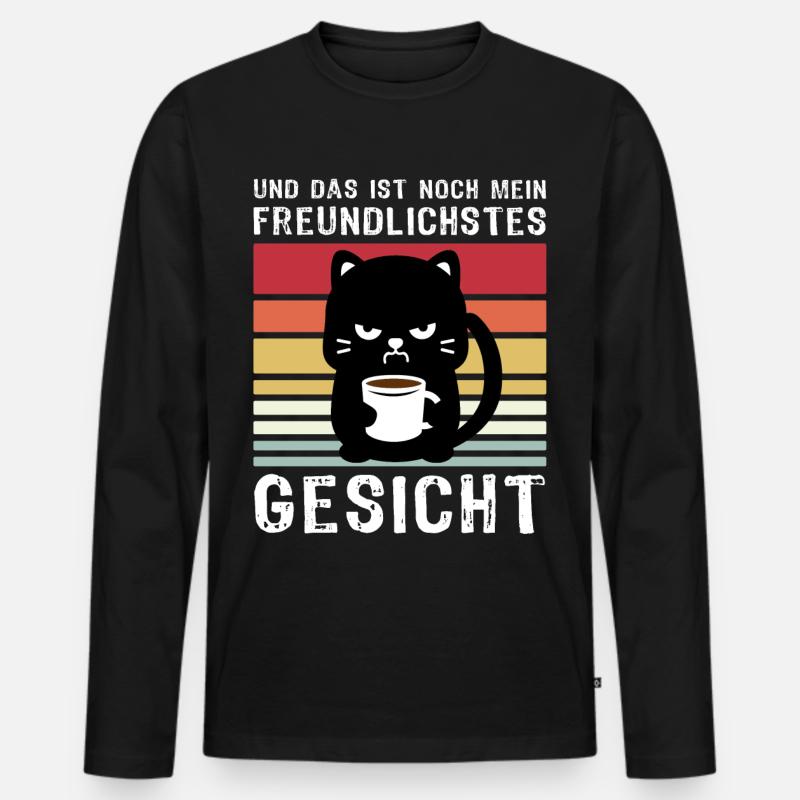 Katzen Kaffee Katze - Männer Premium Bio Langarmshirt - Schwarz