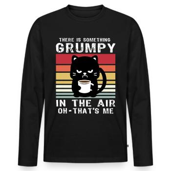Chats Morning People chat café - T-shirt manches longues Premium bio Homme - noir - Devant - Nico (187cm)