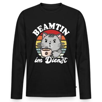Beamter Katze Kaffee Katzen Beamtin - Männer Premium Bio Langarmshirt - Schwarz - Vorne - Nico (187cm)