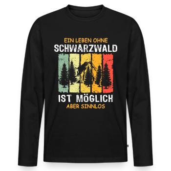 Schwarzwälder Sprüche Schwarzwald - Männer Premium Bio Langarmshirt - Schwarz - Vorne - Nico (187cm)