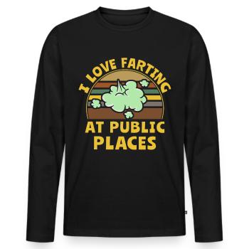 J’aime pets I Love Farting - T-shirt manches longues Premium bio Homme - noir - Devant - Nico (187cm)