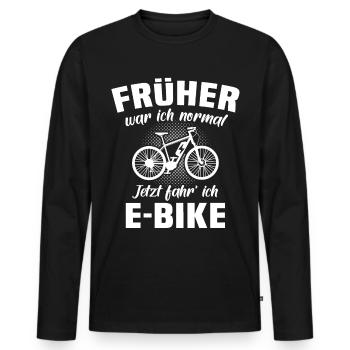 Ebike Elektrofahrrad Pedelec Ebiker - Männer Premium Bio Langarmshirt - Schwarz - Vorne - Nico (187cm)