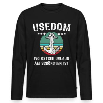 Usedom Ostsee Insel - Männer Premium Bio Langarmshirt - Schwarz - Vorne - Nico (187cm)