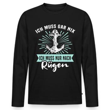 Rügen Urlaub Ostsee Insel - Männer Premium Bio Langarmshirt - Schwarz - Vorne - Nico (187cm)