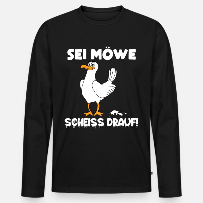 Möwe - Männer Premium Bio Langarmshirt - Schwarz