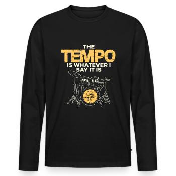 Drummer Schlagzeuger Tempo Lustig Musiker Geschenk - Männer Premium Bio Langarmshirt - Schwarz - Vorne - Nico (187cm)