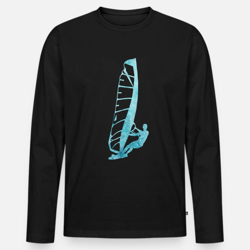 Windsurfen - Männer Premium Bio Langarmshirt - Schwarz