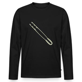 Pinces à griller - T-shirt manches longues Premium bio Homme - noir - Devant - Nico (187cm)