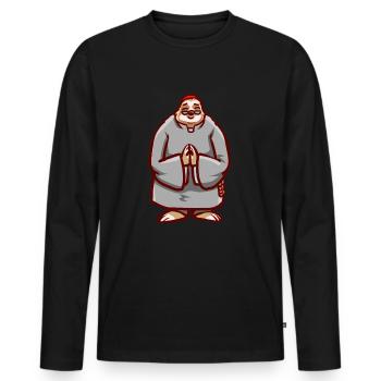 Sloth Priest Priest Chaplain Religion Gift - Men's Premium Organic Long Sleeve Shirt - black - Front - Nico (187cm)