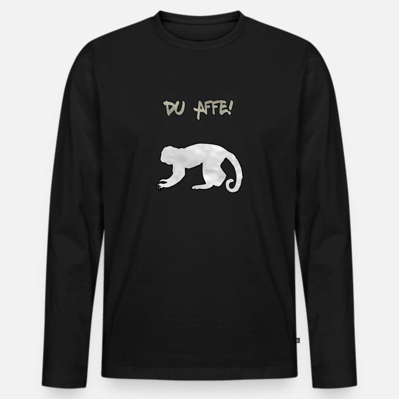 Du Affe - Männer Premium Bio Langarmshirt - Schwarz