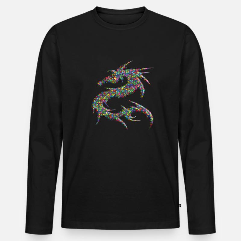 Drache Drachen - Männer Premium Bio Langarmshirt - Schwarz