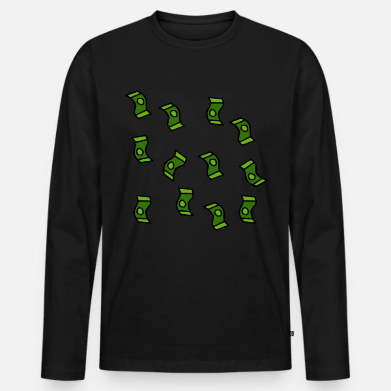 Geldregen Geldscheine Geschenk - Männer Premium Bio Langarmshirt - Schwarz