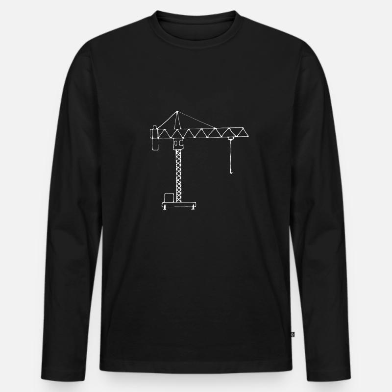 Kran Baustelle Silhouette - Männer Premium Bio Langarmshirt - Schwarz