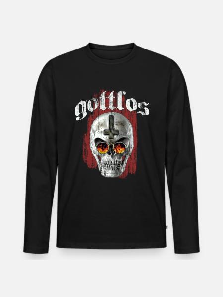 Gottlos - Männer Premium Bio Langarmshirt - Schwarz