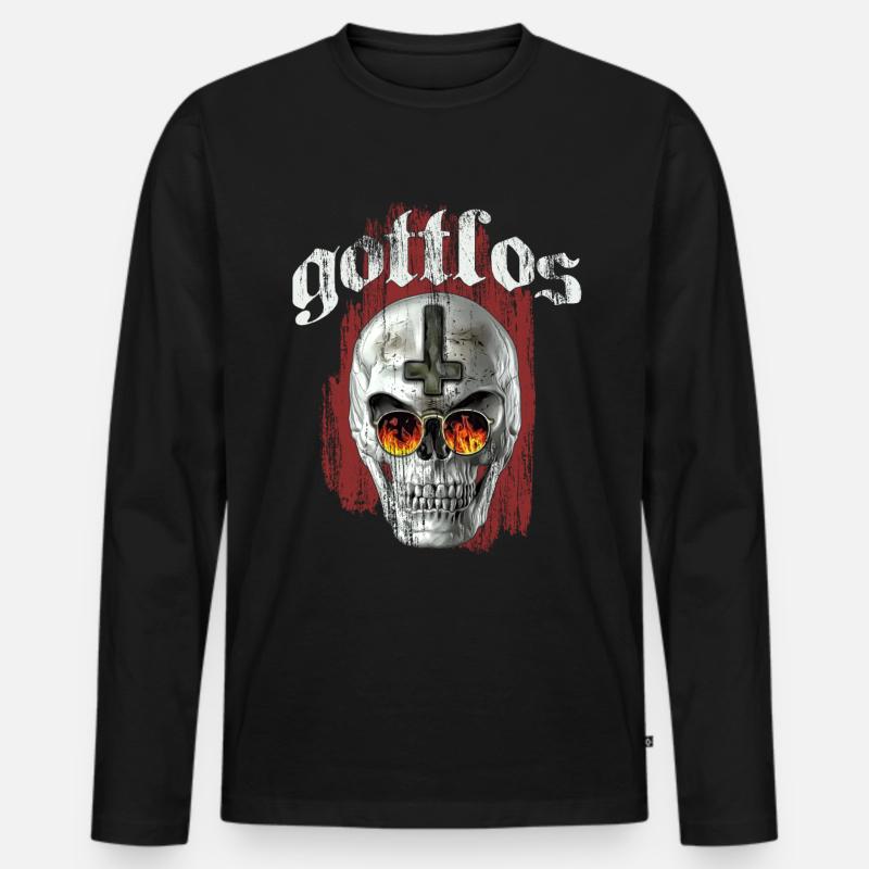 Gottlos - Männer Premium Bio Langarmshirt - Schwarz