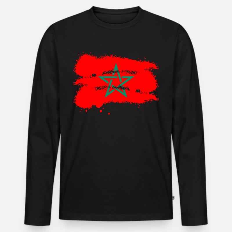 Marokko - Männer Premium Bio Langarmshirt - Schwarz
