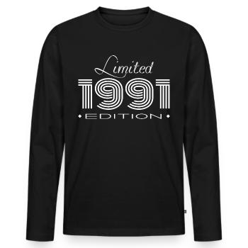 anniversaire 31 ans edition 1991 cadeau 31 ans - T-shirt manches longues Premium bio Homme - noir - Devant - Nico (187cm)