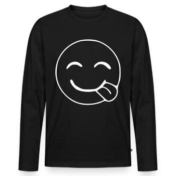 Emoji Hunger Sketch White - Men's Premium Organic Long Sleeve Shirt - black - Front - Nico (187cm)