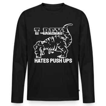 t-rex tyranno saurus liegestütze mag keine push up - Männer Premium Bio Langarmshirt - Schwarz - Vorne - Nico (187cm)