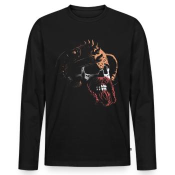 Crâne viking - T-shirt manches longues Premium bio Homme - noir - Devant - Nico (187cm)