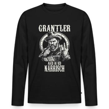 Grantler Grumpy Bavarian dialects Bavaria - Men's Premium Organic Long Sleeve Shirt - black - Front - Nico (187cm)
