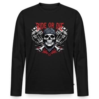 Motorrad Totenkopf Ride or Die Biker Chopper Rock - Männer Premium Bio Langarmshirt - Schwarz - Vorne - Nico (187cm)
