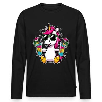 Unicorn Cocktail Booze Party Celebrations Vacation Bachelor Party - Men's Premium Organic Long Sleeve Shirt - black - Front - Nico (187cm)