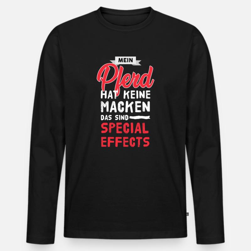 Pferd - Männer Premium Bio Langarmshirt - Schwarz