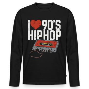 Hip Hop des années 90 - T-shirt manches longues Premium bio Homme - noir - Devant - Nico (187cm)