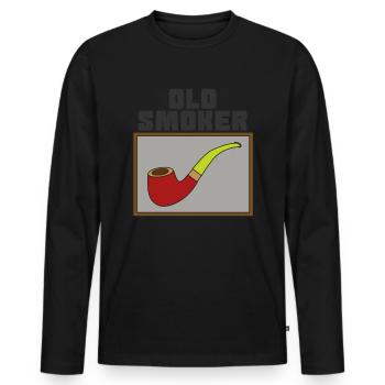 Pfeifenrauch-T-Shirt für Pfeifenraucher Alter Raucher - Männer Premium Bio Langarmshirt - Schwarz - Vorne - Nico (187cm)