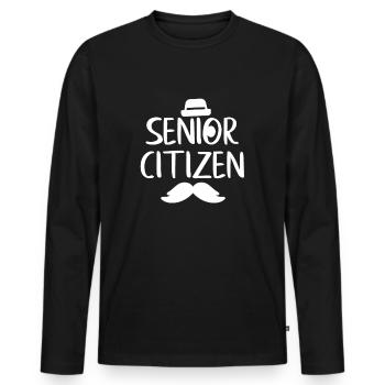 Senior Citizen TShirt Gift Senior citizen - Men's Premium Organic Long Sleeve Shirt - black - Front - Nico (187cm)