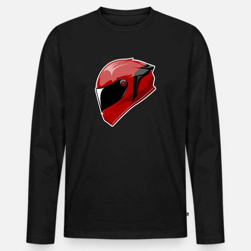 Motorrad helm Rot - Männer Premium Bio Langarmshirt - Schwarz