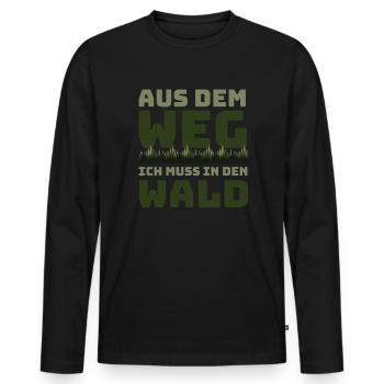 Förster & Waldarbeiter - Ich muss in den Wald - Männer Premium Bio Langarmshirt - Schwarz - Vorne - Nico (187cm)