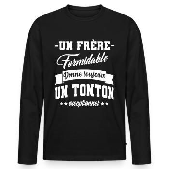 frère formidable tonton exceptionnel,oncle,cadeau - T-shirt manches longues Premium bio Homme - noir - Devant - Nico (187cm)