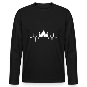 india india indian indertaj mahal asien heart - Men's Premium Organic Long Sleeve Shirt - black - Front - Nico (187cm)