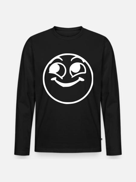 Emoji cheeky sketch white - Men's Premium Organic Long Sleeve Shirt - black