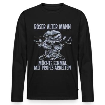 Totenkopf Camouflage Mechaniker Techniker Opa - Männer Premium Bio Langarmshirt - Schwarz - Vorne - Nico (187cm)