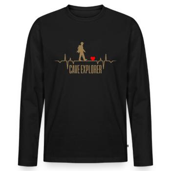 les vrais hommes explorent grottes grottes caves - T-shirt manches longues Premium bio Homme - noir - Devant - Nico (187cm)