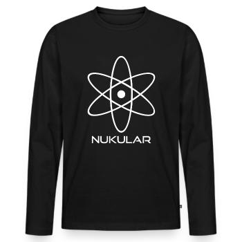 Nukular - Nuklear - Männer Premium Bio Langarmshirt - Schwarz - Vorne - Nico (187cm)