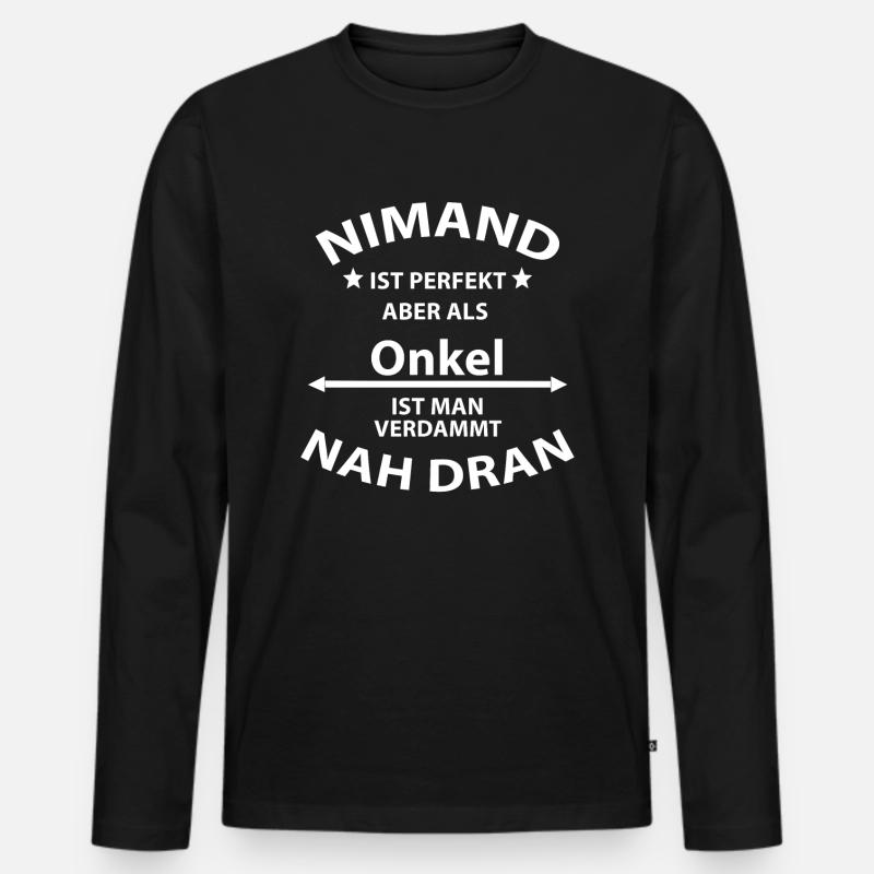 Perfekter Onkel Geburt Taufe Geschenk - Männer Premium Bio Langarmshirt - Schwarz