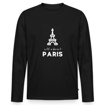 Paris - Männer Premium Bio Langarmshirt - Schwarz - Vorne - Nico (187cm)