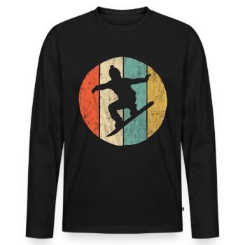 Retro Vintage Snowboarder Wintersport Fun Geschenk - Männer Premium Bio Langarmshirt - Schwarz - Vorne - Nico (187cm)
